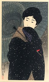 Itō Shinsui, {Nuit dans la neige}, issu de la série {Douze nouvelles belles femmes}, 1923