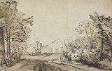 2. Attribué à Constantijn van Renesse (Maarssen 1626 – 1680 Eindhoven), {Route entre des arbres menant à une ferme}