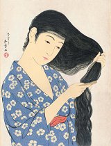 Hashiguchi Goyō, {Femme peignant ses cheveux}, 1920