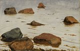 Vilhelm Kyhn (Copenhague 1819 – 1903 Copenhague), {Rochers à marée basse}, 1860