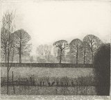 Charles Donker, {Paysage à Kromme Rijn / Rhijnauwen avec noms d'oiseaux}, vers 1972