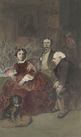 Henry Monnier (1799-1877), {Portrait de groupe dans un intérieur}, 1870