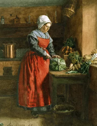 Léon Bonvin, {A Cook in a Red Apron in the Inn at Vaugirard}, 1862