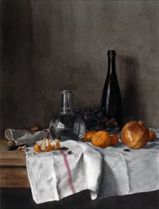 Léon Bonvin, {Still Life with Pomegranate}, 1864
