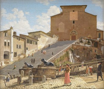 {Les escaliers de marbre menant à Santa Maria in Aracoeli à Rome}, 1814-1816