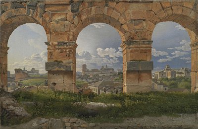 {Vue à travers trois arches du Colisée à Rome}, 1815