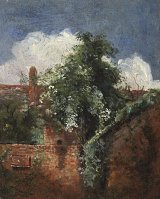 John Constable (1776-1837), {View of Gardens at Hampstead, with an Elder Tree}, c. 1821-22