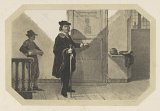 Adolf Carel Nunnink (1813-1894), {Rembrandt Knocking on the Door of the Theatrum Anatomicum Collegium Chirurgicum, 1619}