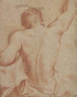 1. Giovanni Francesco Barbieri, called Guercino (Cento 1591 – 1666 Bologna), {Study of the Back of a Man, Seated}, before 1619