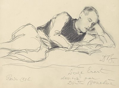4. Dimitri Bouchène, {Portrait of Serge Ernst reading}, 1936